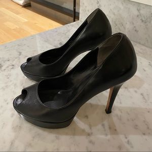 Cole Haan x Nike Air Peep Toe Pumps, Black Leather, Size 6